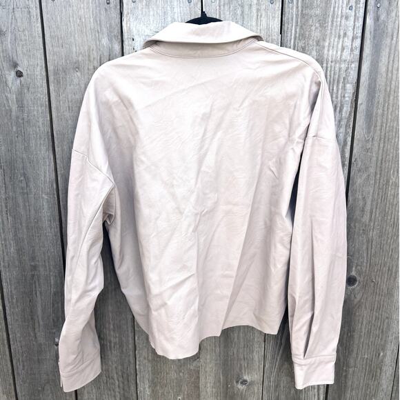 Pharaoh | Esme Boxy Crop Vegan Leather Minimalist Shirt Nude Size 1 Small - Picture 8 of 9